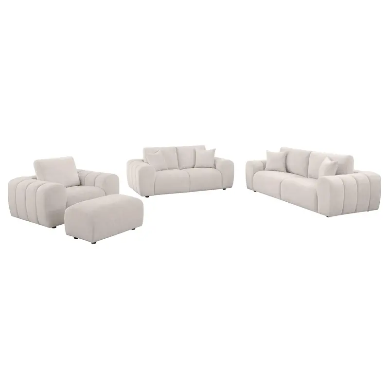 Burnett Chenille Sofa Set – Ivory 4-Piece Living Room Ensemble 1