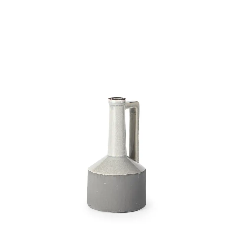 Burton Ceramic Jug Vase – 10.2-Inch Small Two-Tone Gray Style 1