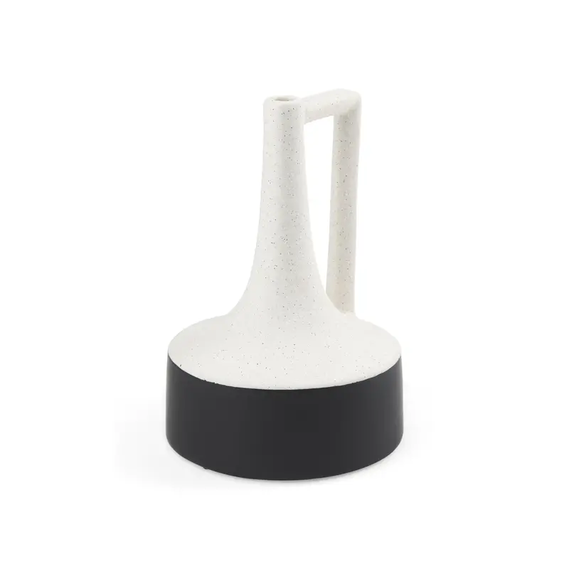 Burton Ceramic Jug Vase – 11.6-Inch Medium Glossy & Matte Black Design 1