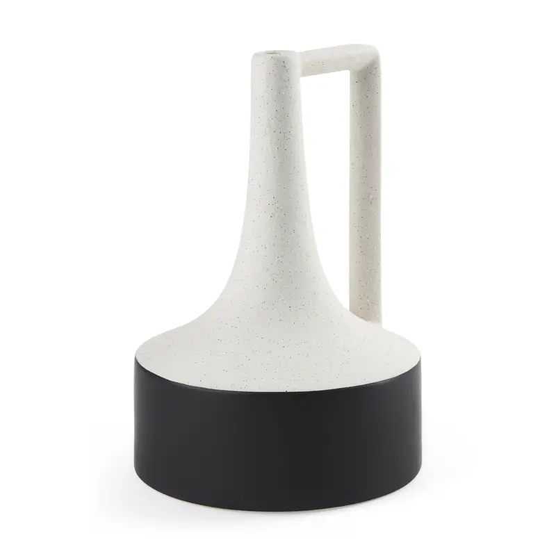 Burton Ceramic Jug Vase – 13.1-Inch Large White-And-Black Contrast 1