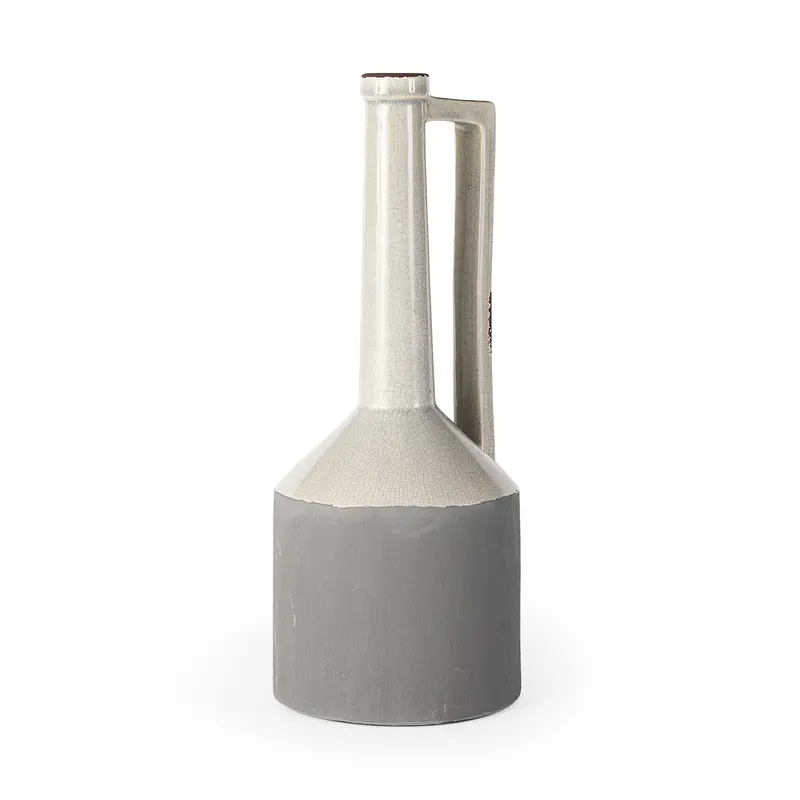 Burton Ceramic Jug Vase – 16.7-Inch Large Two-Tone Gray Finish 1