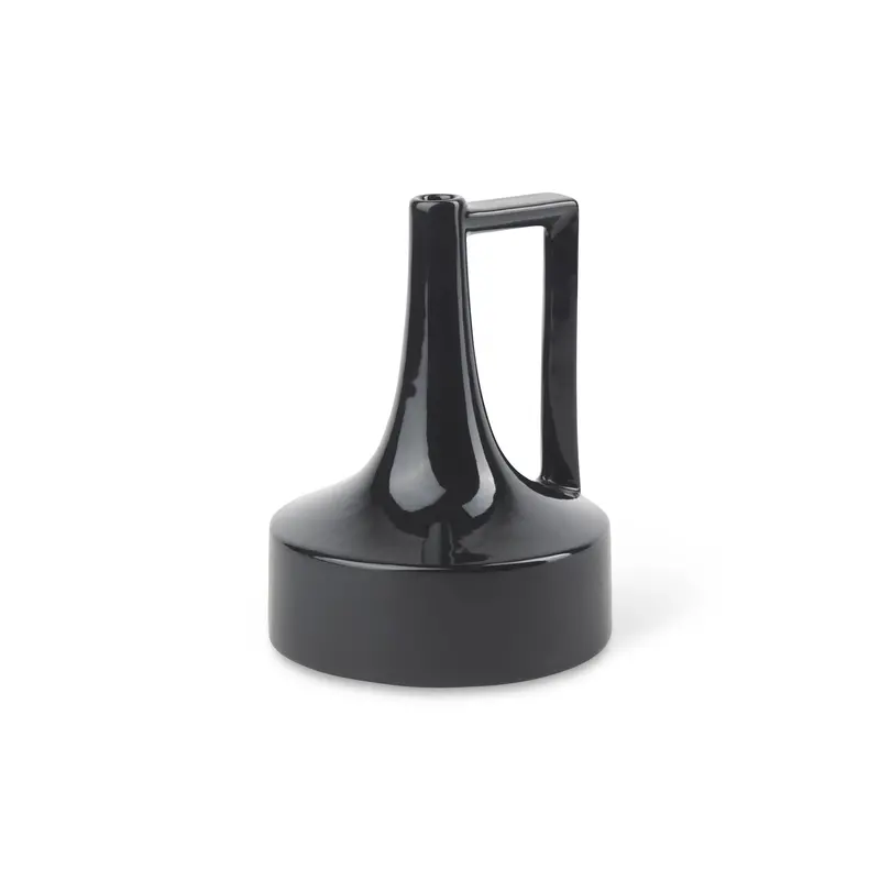 Burton Ceramic Jug Vase – 8.3-Inch Small Dual-Finish Black (Glossy + Matte) 1