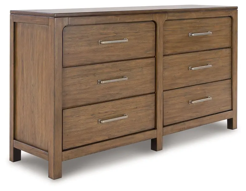 Cabalynn Light Brown 6-Drawer Wood Dresser – Transitional Style 1