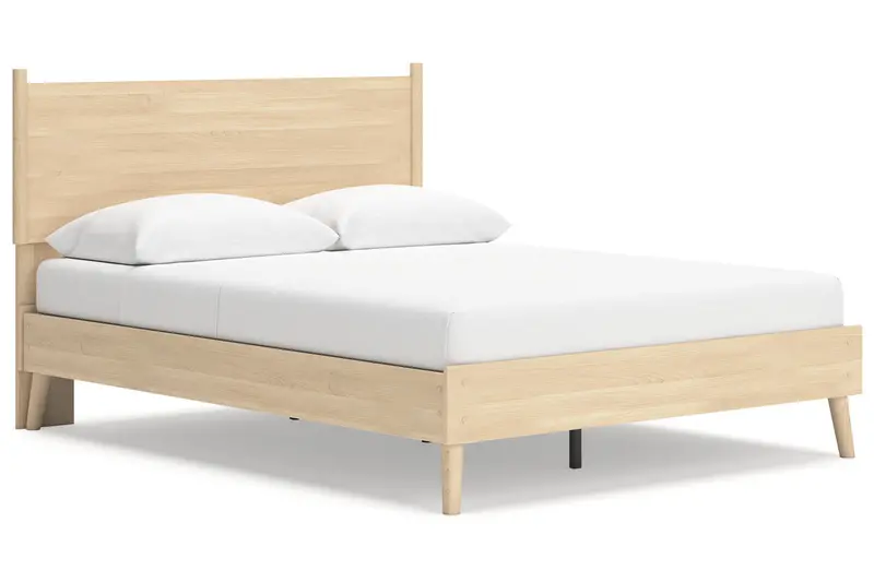 Cabinella Tan Fabric Queen Platform Bed Frame 1