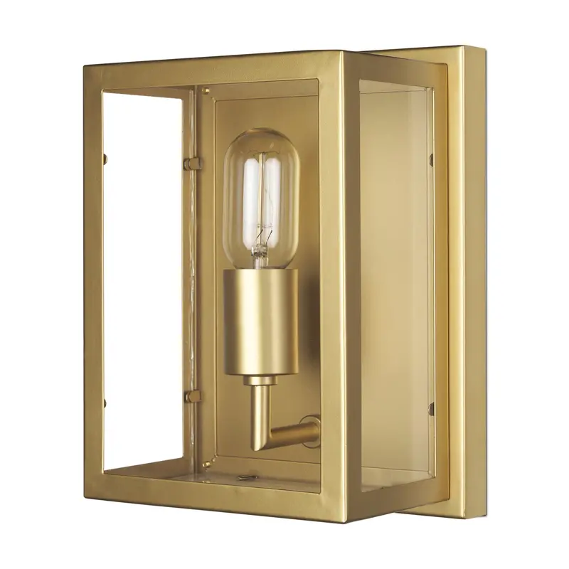 Cairn Brushed Gold Wall Sconce With Glass Accents – Modern Single-Light Fixture 1