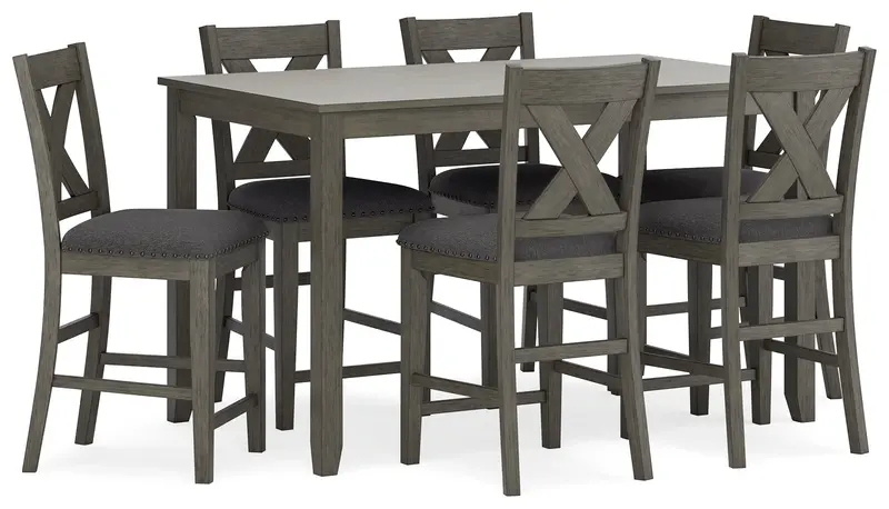Caitbrook Gray Counter-Height Dining Set – 7-Piece Configuration 1