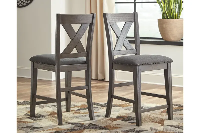 Caitbrook Gray Upholstered Counter-Height Barstools – Set Of 2 1