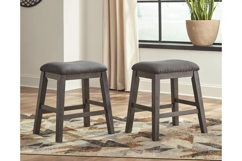 Caitbrook Upholstered Gray Barstools – Counter Height Set Of 2 1