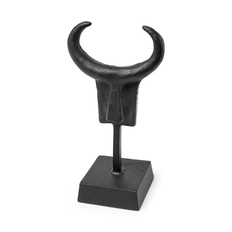 Caleb Tribal Figurine – Minimalist Black Metal Sculpture (4"L × 5"W) 1