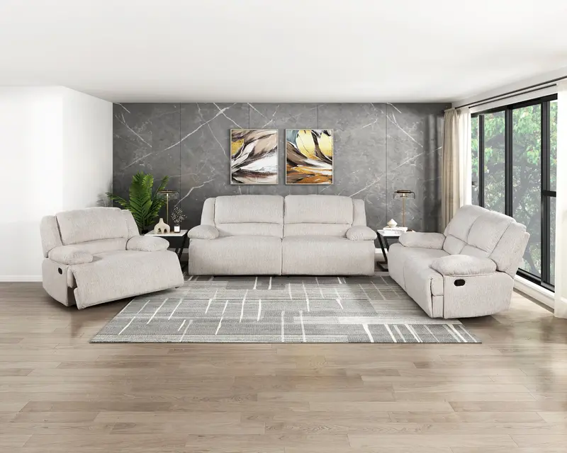 Caliber Beige Manual Reclining Living Room Set 1