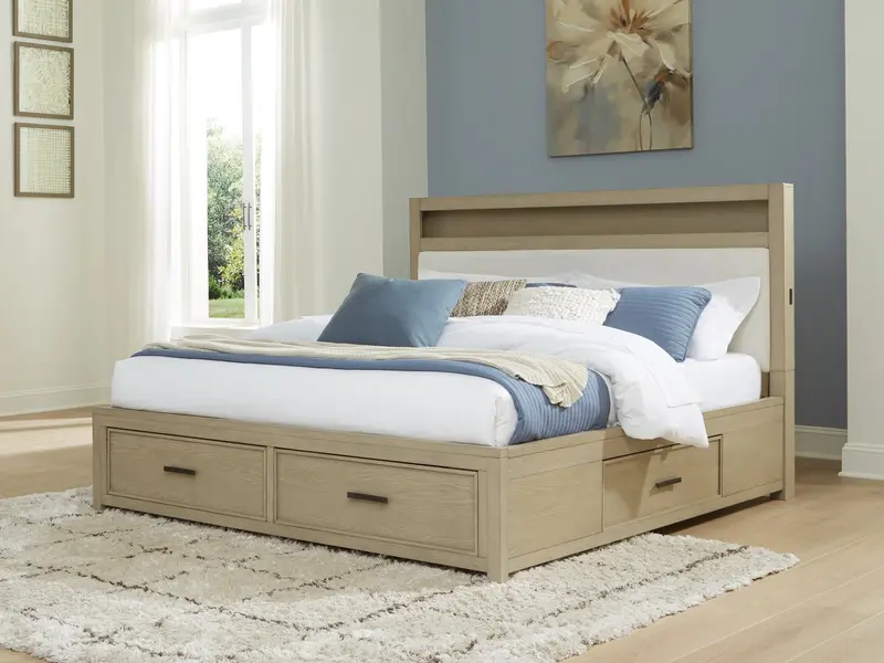 Calmoro Gray California King Bookcase Bed With Integrated Storage 1