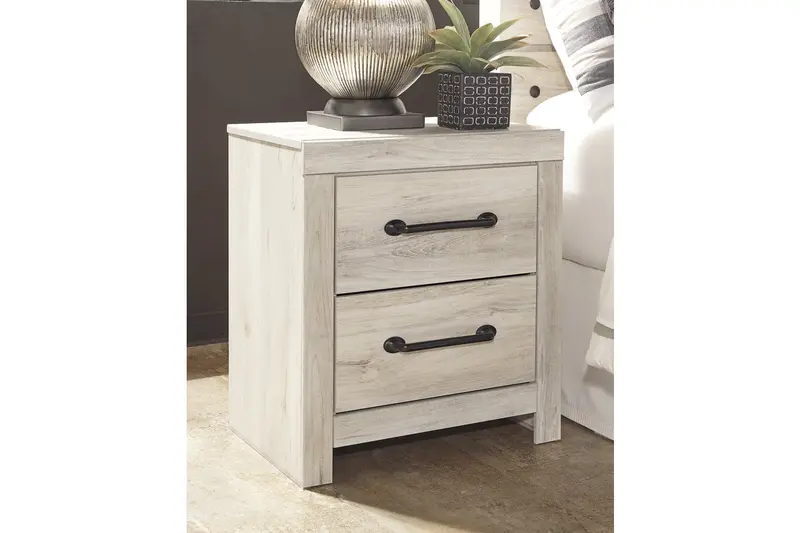 Cambeck Whitewash Wooden Nightstand With Open Shelf 1