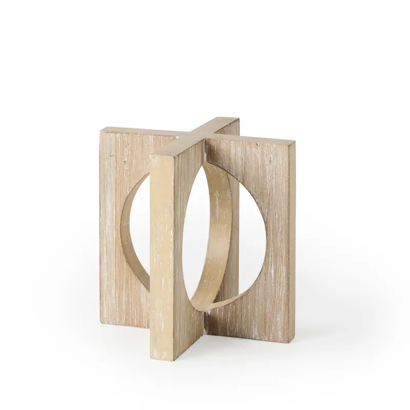 Cambie Decorative Object – Light Brown Wood Cube, 5.7" Dimensions 1