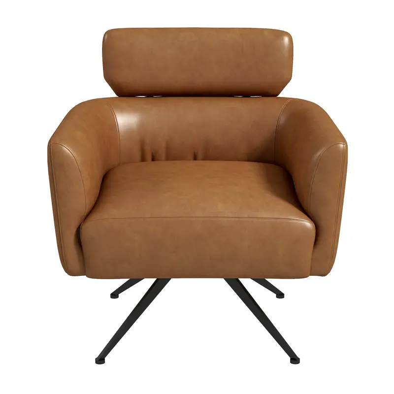 Camila Tan Genuine Leather Accent Lounge Chair 1