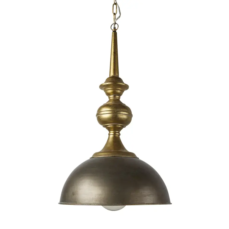 Capsa Antique Gold & Silver Dome Pendant Light – 17" X 29" Metal Ceiling Fixture 1
