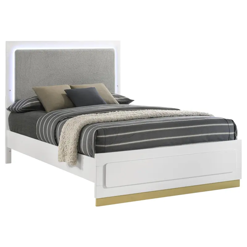 Caraway White-And-Gray California King Bed With Integrated Led Headboard Lighting 1