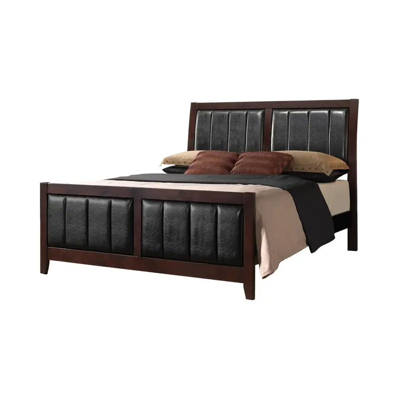 Carlton Cappuccino & Black California King Upholstered Bed – Sleek Panel Headboard 1