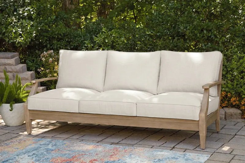 Carter Hall Beige Outdoor Sofa – Modern Patio Seating With Thick Cushioned Backrest 1
