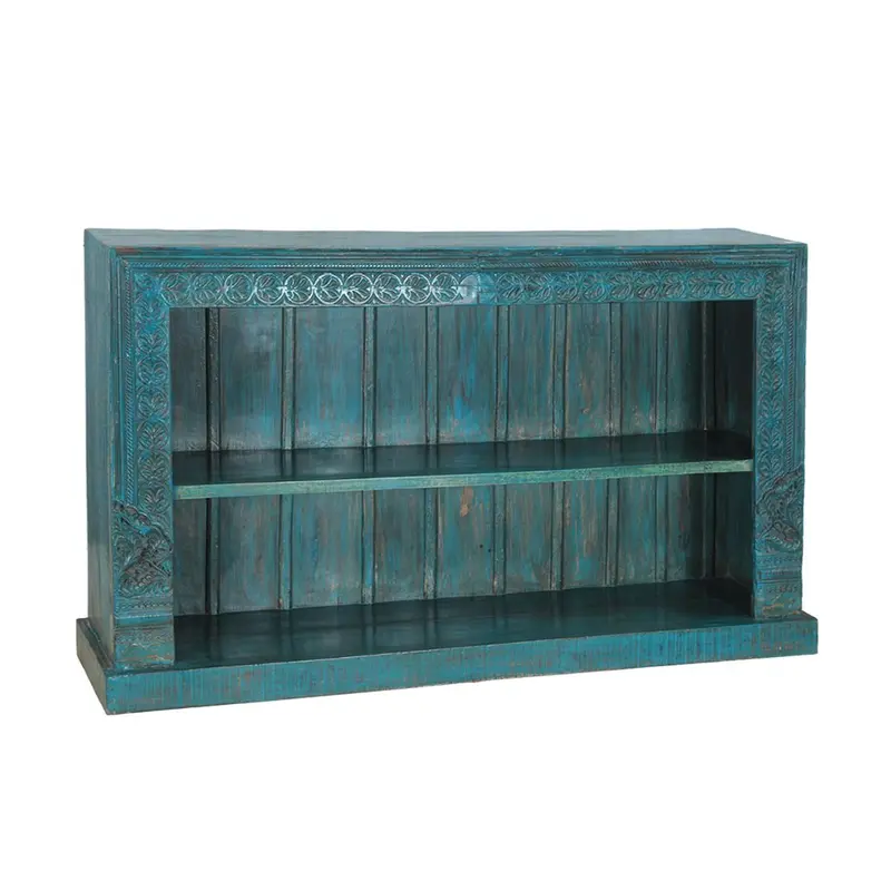 Carved Wooden Bookcase – Handcrafted Shelving Unit 1