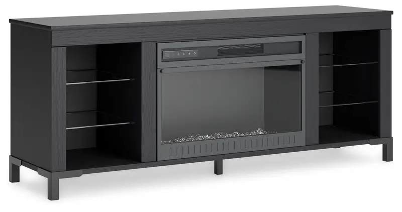 Cayberry Black 60-Inch Tv Stand Featuring Built-In Electric Fireplace 1