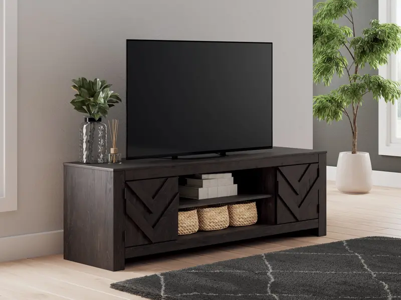 Cayboni 71" Black Tv Stand With Media Storage 1