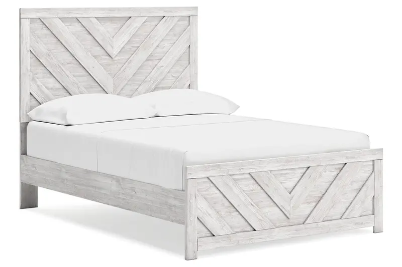 Cayboni Whitewash Full Panel Bed Frame 1