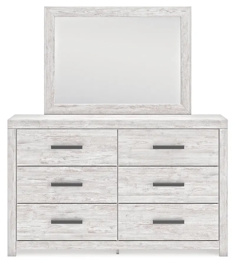 Cayboni Whitewash Twin Panel Bed Set With Mirrored Dresser And Two Nightstands 1