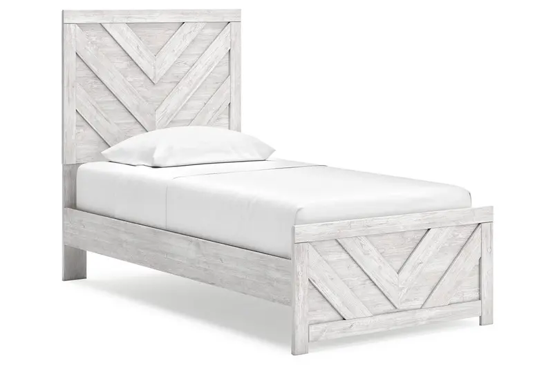 Cayboni Whitewash Twin Panel Bed With Coastal-Inspired Finish 1
