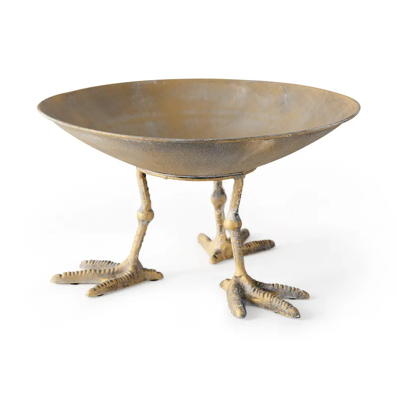 Chadwick Ii Gold Metal Bowl – 13"L × 13"W Webbed Foot Design 1
