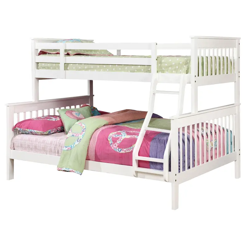 Chapman Twin Over Full Bunk Bed – White Wood Space-Saving Design 1