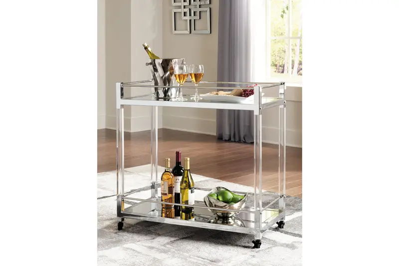 Chaseton Clear-Acrylic And Silver-Tone Bar Cart 1