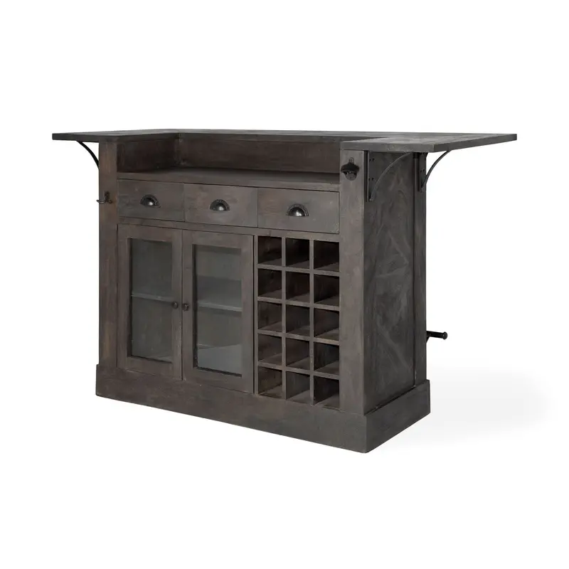 Cheers Dark Brown Solid Wood Wine Rack For Kitchen Island Storage 1