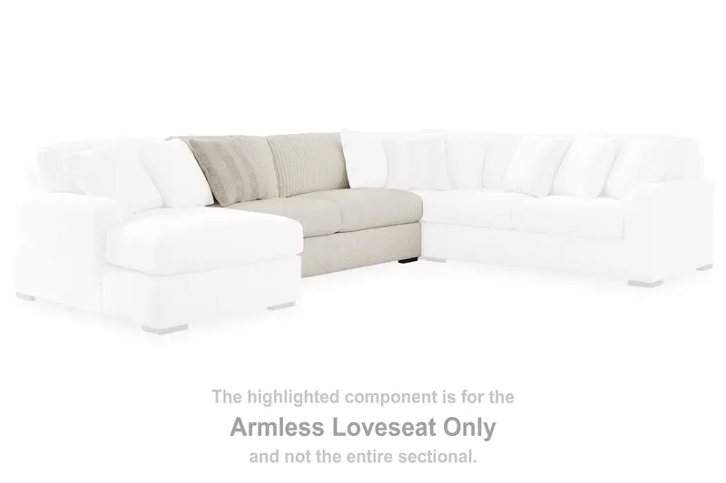 Chessington Ivory Fabric Armless Loveseat 1