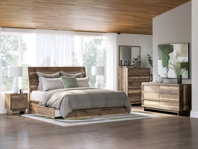 Chirason Brown Storage Bedroom Set With Four Side Drawers 1