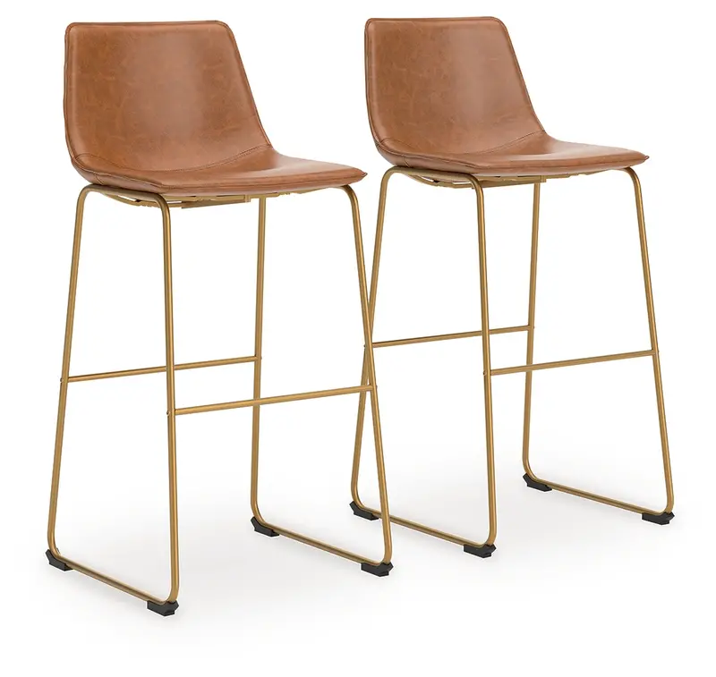 Ciabori Brown And Gold Bar Stools – Set Of Two Metallic Counter Chairs 1