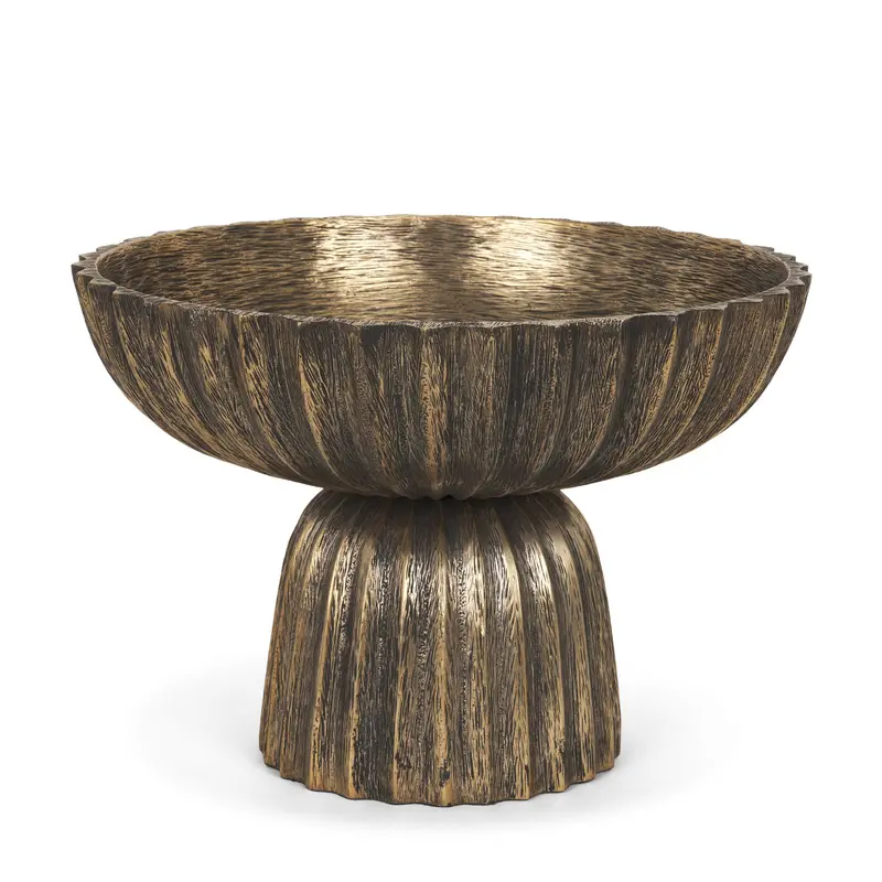 Ciaran Decorative Bowl — Fluted Antiqued Gold Metal Accent Piece 1