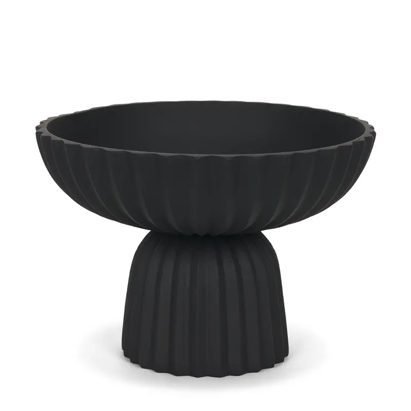 Ciaran Decorative Bowl – Smooth Fluted Matte Black Metal Accent Piece 1