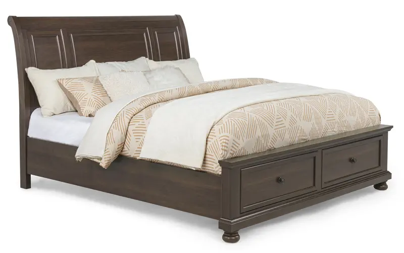 Claribelle Brown Queen-Size Storage Sleigh Bed With Under-Bed Compartments 1