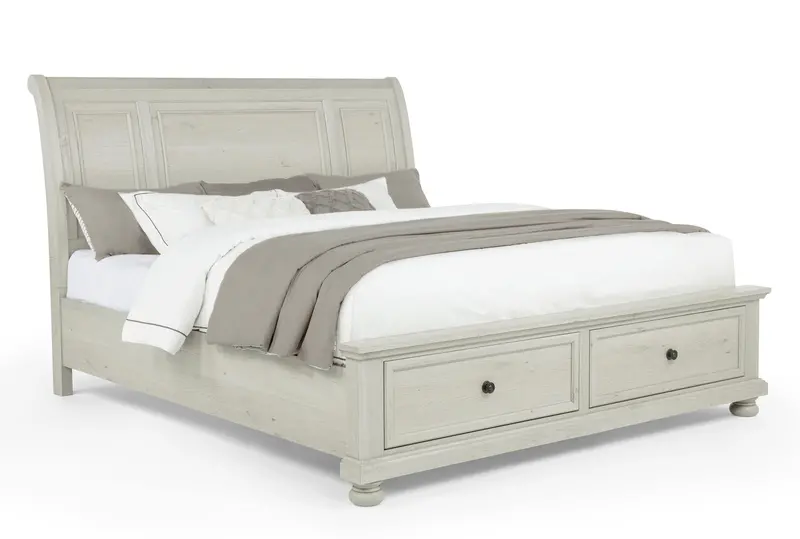 Claribelle White Queen Storage Sleigh Bed With Drawers 1