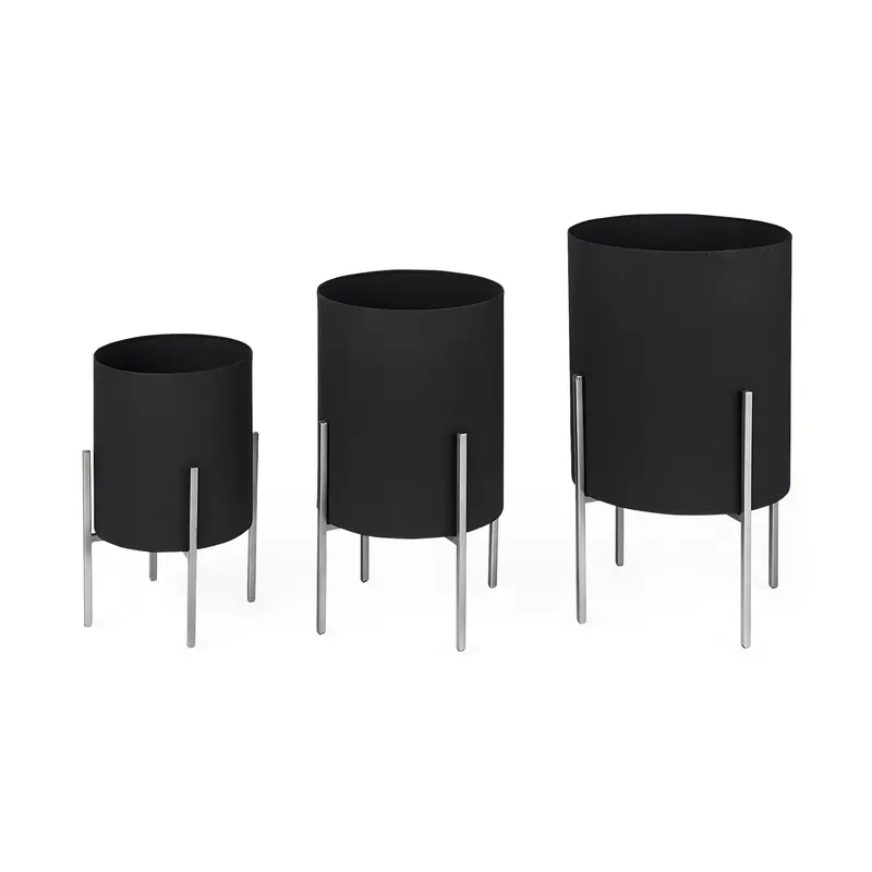 Claypoole Set Of 3 Black Metal Plant Stands – Tiered Display Frames 1