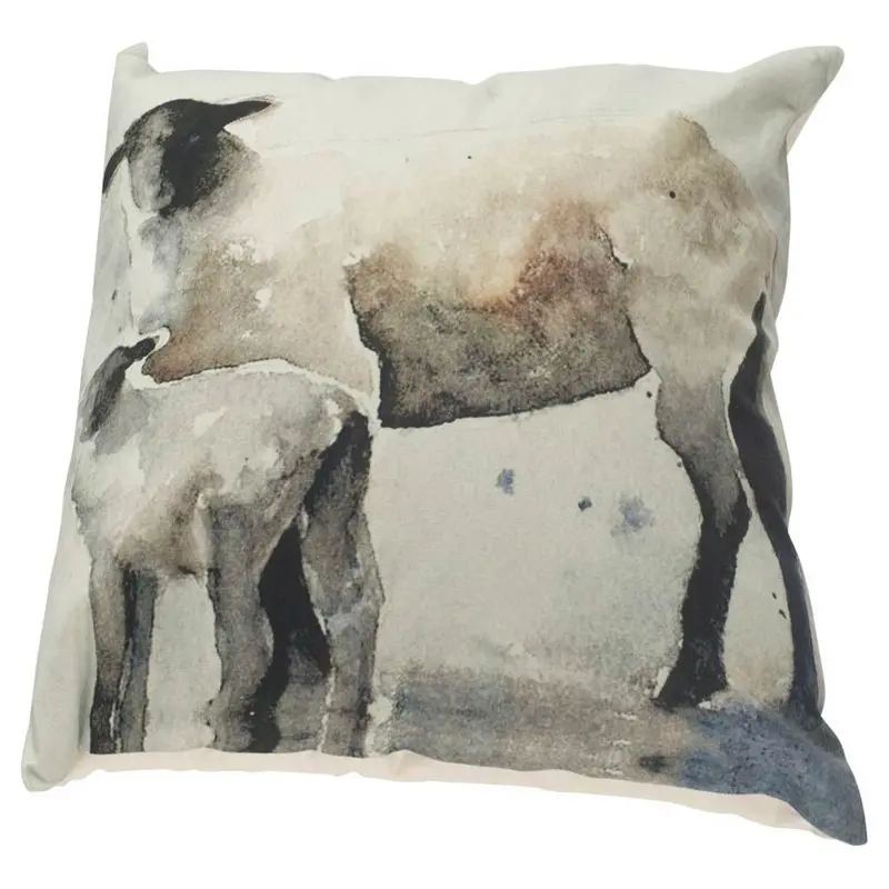 Clover Gray Watercolor Lamb Decorative Pillow Cover (18" X 18") 1