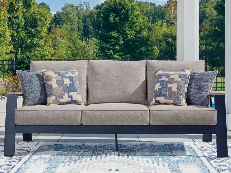 Coastal Blue Outdoor Sofa With Weather-Resistant Cushions – East Beach Collection 1
