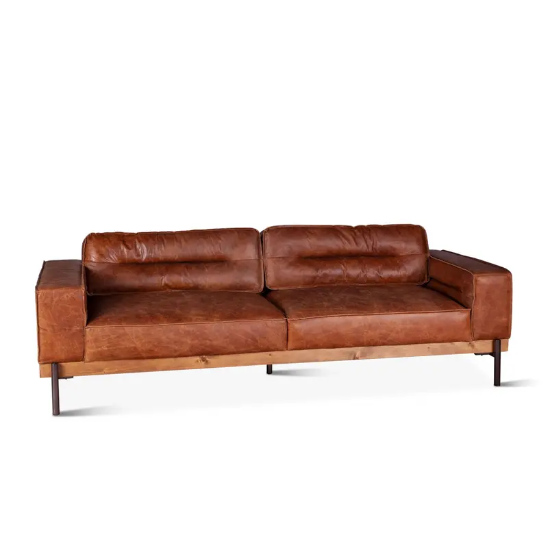 Cocoa Brown Leather Portofino Modern 95" Sofa 1