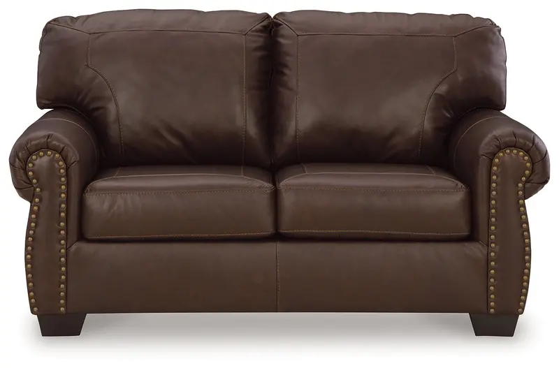 Colleton Dark Brown Faux Leather Loveseat — Compact Two-Seater Sofa 1