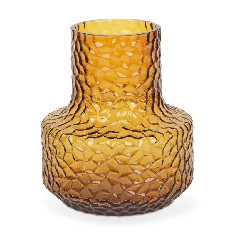 Compact Amber Waterglass Vase – Jolene 7-Inch Sleek Glass Vase For Desk Or Nightstand Display 1