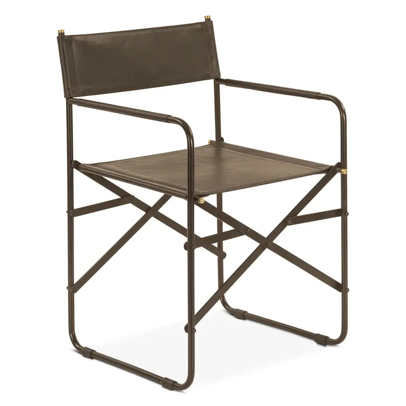 Copenhagen 19-Inch Director’S Chair – Premium Black Leather Seat & Frame 1