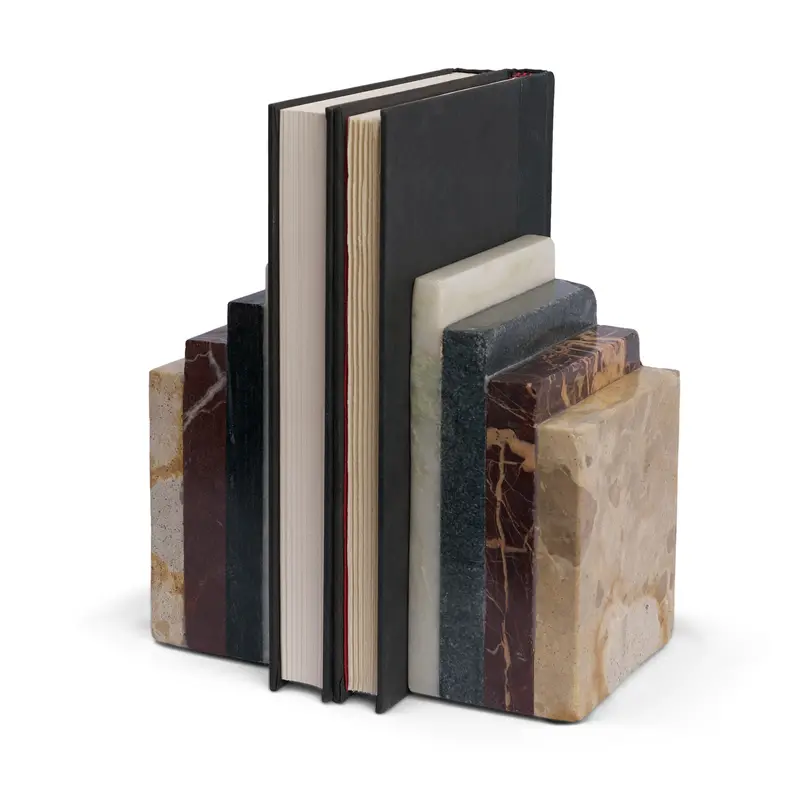 Corte Mixed Marble Stacked Bookends Set 1