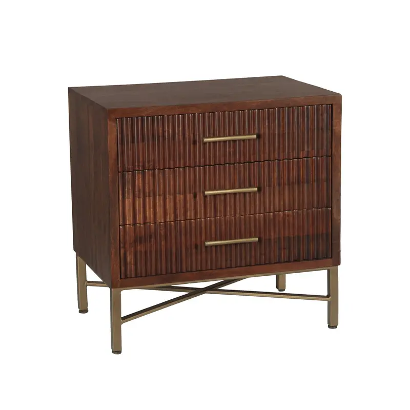 Cosmopolitan 26-Inch Nightstand – Honey Brown Finish With Three Soft-Close Drawers 1