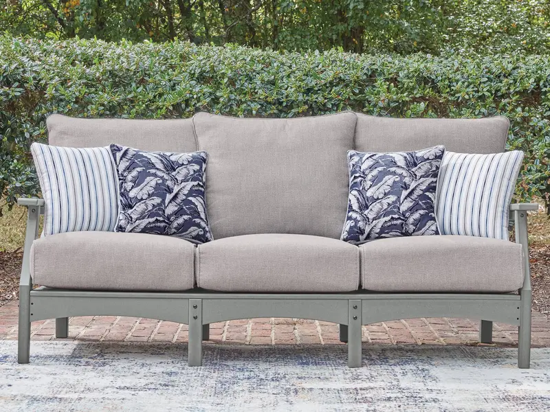 Cove Beach Gray All-Weather Outdoor Sofa With Weather-Resistant Cushions 1