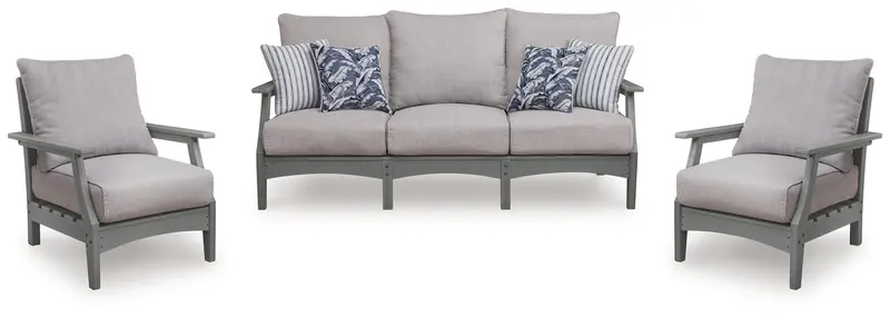 Cove Beach Gray Outdoor Sofa And Lounge Chair Set 1